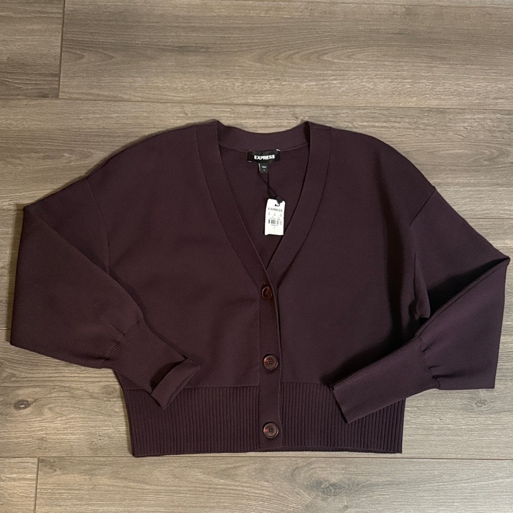 Express Rich Plum Cardigan Sweater